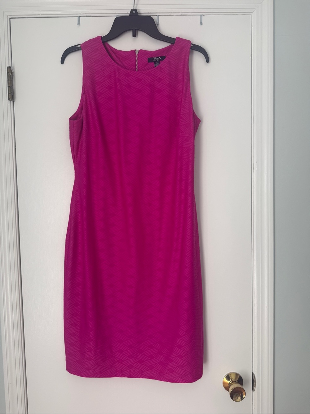 Chaps Fuchsia Textured Sleeveless Midi Dress
